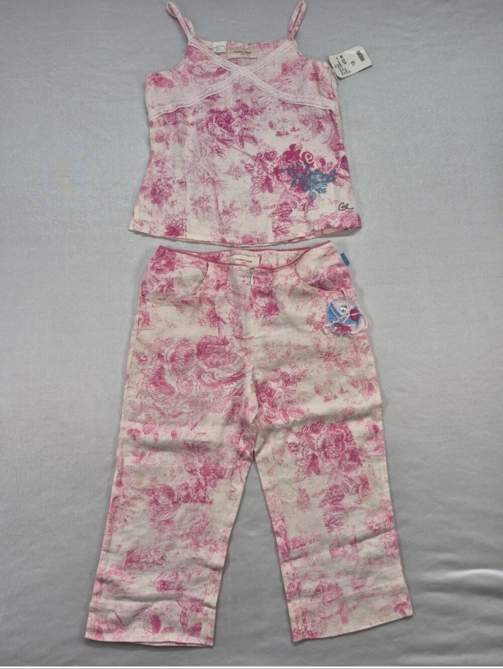Christian Lacroix Girls 10 OUTFIT. PINK FLORAL Hatler/Capris  NWT $232